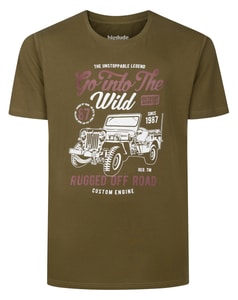 Bigdude Go Into The Wild Print T-Shirt Dunkeloliv